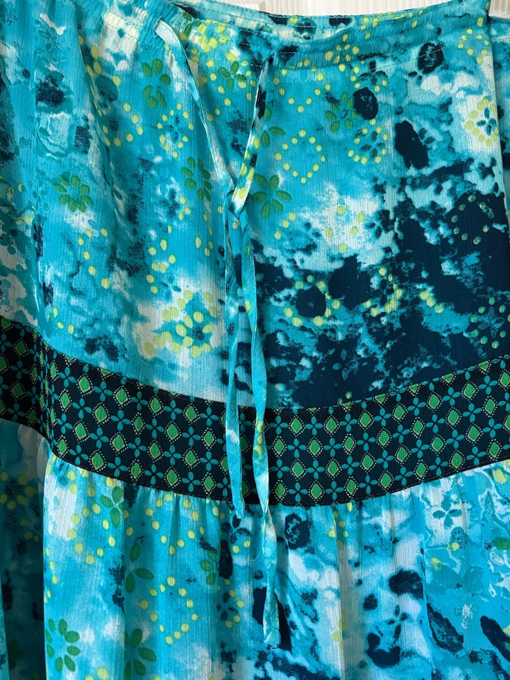 😱 SALE - Sag Harbor Blue Teal Patterned Midi Skirt - Picture 3 of 6